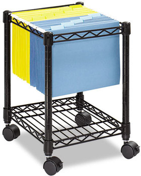 Safco® Compact Mobile Wire File Cart Metal, 1 Shelf, Bin, 15.5" x 14" 19.75", Black