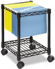 A Picture of product SAF-5277BL Safco® Compact Mobile Wire File Cart Metal, 1 Shelf, Bin, 15.5" x 14" 19.75", Black