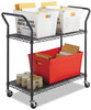 A Picture of product SAF-5337BL Safco® Wire Utility Cart Metal, 2 Shelves, 400 lb Capacity, 43.75" x 19.25" 40.5", Black