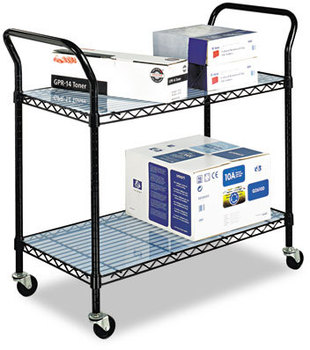 Safco® Wire Utility Cart,  Two-Shelf, 43-3/4w x 19-1/4d x 40-1/2h, Black