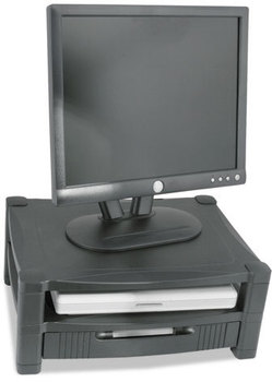 Kantek Monitor Stand,  Removable Drawer, 17 x 13 1/4 x 3-1/2 to 7, Black