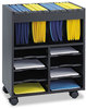 A Picture of product SAF-5390BL Safco® Go Cart™ Mobile File Engineered Wood, 8 Shelves, 4 Bins, 14.5" x 21.5" 26.25", Black