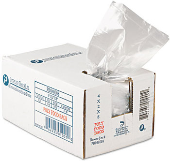 Inteplast Group Food Bags,  4 x 2 x 8, 16oz, .68mil, Clear, 1000/Carton