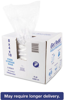 Inteplast Group Food and Utility Bags,  8 x 4 x 18, 8-Quart, 1.20 Mil, Clear, 1000/Carton