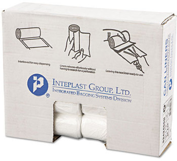Inteplast Group High-Density Commercial Can Liners,  24 x 24, 10gal, 6mic, Natural, 50/Roll, 20 Roll/Carton