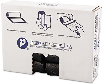 Inteplast Group High-Density Commercial Can Liners,  24 x 33, 16gal, 6mic, Black, 50/Roll, 20 Rolls/Carton