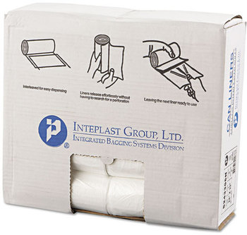 Inteplast Group High-Density Commercial Can Liners,  24 x 33, 16gal, 6mic, Clear, 50/Roll, 20 Rolls/Carton