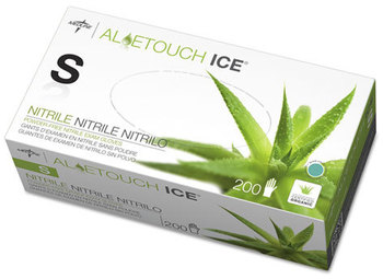 Medline Aloetouch® Ice Nitrile Gloves,  Small, Green, 200/Box