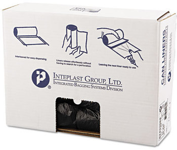 Inteplast Group High-Density Commercial Can Liners,  24 x 33, 16gal, 8mic, Black, 50/Roll, 20 Rolls/Carton