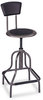 A Picture of product SAF-6664 Safco® Diesel Industrial Stool with Back Supports Up to 250 lb, 22" 27" Seat Height, Black Seat/Back, Pewter Base