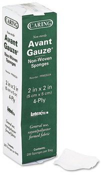 Medline Caring® Non-Woven Gauze Sponges,  2 x 2, 4-Ply, Non-sterile, 200/Box