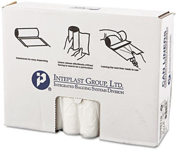 Inteplast Group High-Density Interleaved Commercial Can Liners,  33 x 40, 33gal, 11mic, Clear, 25/Roll, 20 Rolls/Carton