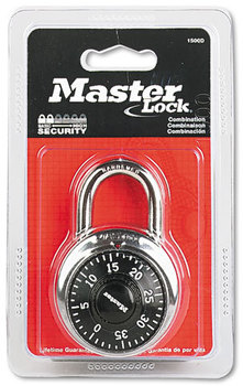 Master Lock® Combination Lock,  Stainless Steel, 1 15/16" Wide, Black Dial