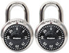 A Picture of product MLK-1500T Master Lock® Combination Lock,  Stainless Steel, 1 7/8" Wide, Black Dial, 2/Pack