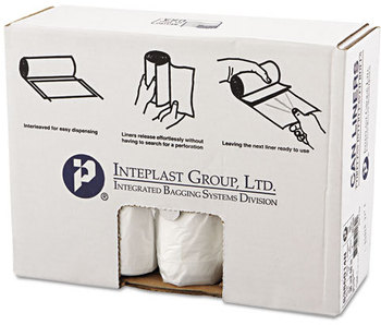 Inteplast Group High-Density Interleaved Commercial Can Liners,  38 x 60, 60gal, 14mic, Clear, 25/Roll, 8 Rolls/Carton