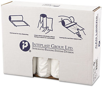 Inteplast Group High-Density Interleaved Commercial Can Liners,  40 x 48, 45gal, 14mic, Clear, 25/Roll, 10 Rolls/Carton