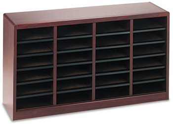 Safco® E-Z Stor® Wood Literature Organizers,  24 Sections, 40 x 11 3/4 x 23, Mahogany