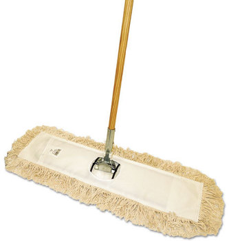 Boardwalk® Cotton Dry Mopping Kit,  24 x 5, 60" Wood Handle, Natural