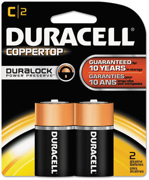 Duracell® CopperTop® Alkaline Batteries with Duralock Power Preserve™ Technology,  C, 2/Pk
