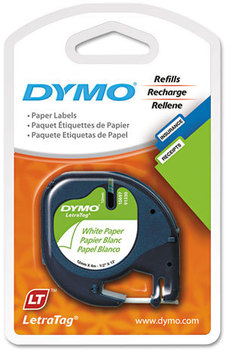 DYMO® LetraTag® Label Cassette,  1/2" x 13ft, White, 2/Pack