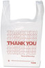 A Picture of product IBS-THW1VAL Inteplast Group "Thank You" Handled T-Shirt Bag,  11 1/2 x 21, Polyethylene, White, 900/Carton