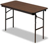 A Picture of product ICE-55324 Iceberg Economy Wood Laminate Folding Table,  Rectangular, 72w x 30d x 29h, Walnut