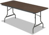 A Picture of product ICE-55324 Iceberg Economy Wood Laminate Folding Table,  Rectangular, 72w x 30d x 29h, Walnut