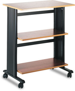 Safco® Muv™ Three Level Machine Cart/Printer Stand Engineered Wood, 3 Shelves, 29.5" x 20" 35", Cherry/Black