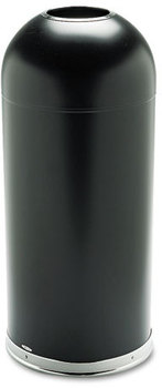 Safco® Dome Top Receptacle with Open Top,  Round, Steel, 15gal, Black