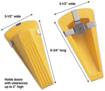 Master Caster® Giant Foot® Magnetic Doorstop,  No-Slip Rubber Wedge, 3-1/2w x 6-3/4d x 2h, Yellow