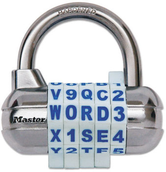 Master Lock® Password Plus™ Combination Lock,  Hardened Steel Shackle, 2 1/2" Wide, Silver