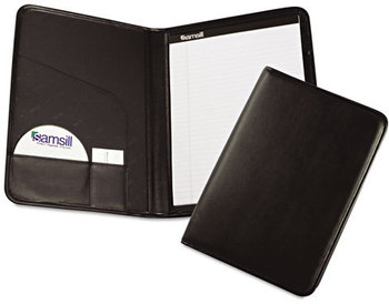 Samsill® Professional Padfolio,  Storage Pockets/Card Slots, Writing Pad, Black