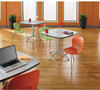 A Picture of product ICE-65617 Iceberg CaféWorks Table,  Breakroom Table, 36w x 36d x 29h, Gray Melamine Top, Steel Legs