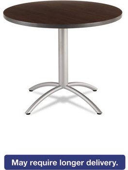 Iceberg CaféWorks Table,  36 dia x 30h, Walnut/Silver