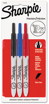 Sharpie® Retractable Permanent Marker,  Ultra Fine Tip, Black, Blue, Red, 3/Set