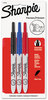 A Picture of product SAN-1735794 Sharpie® Retractable Permanent Marker,  Ultra Fine Tip, Black, Blue, Red, 3/Set