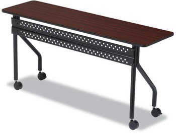 Iceberg OfficeWorks™ Mobile Training Table,  Rectangular, 72w x 18d x 29h, Mahogany/Black