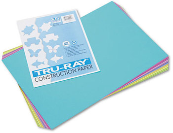 Pacon® Tru-Ray® Construction Paper,  76 lbs., 12 x 18, Bright Assortment, 50 Sheets/Pack