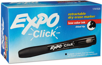 EXPO® Click™ Dry Erase Marker,  Chisel Tip, Black, Dozen