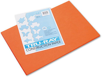 Pacon® Tru-Ray® Construction Paper,  76 lbs., 12 x 18, Orange, 50 Sheets/Pack