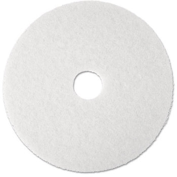 3M™ White Super Polish Floor Pads 4100 Low-Speed Polishing 17" Diameter, 5/Carton