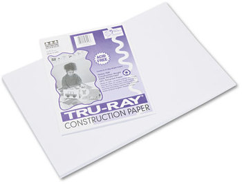 Pacon® Tru-Ray® Construction Paper,  76 lbs., 12 x 18, White, 50 Sheets/Pack
