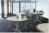 A Picture of product ICE-69744 Iceberg iLand Tables,  Contour, Square Seated Style, 42" x 42" x 29", Gray Walnut/Silver