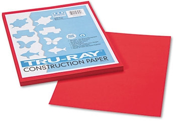 Pacon® Tru-Ray® Construction Paper,  76 lbs., 9 x 12, Festive Red, 50 Sheets/Pack