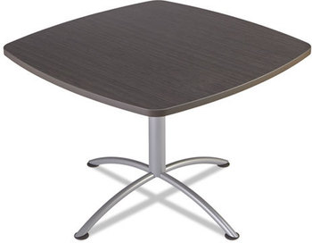 Iceberg iLand Tables,  Contour, Square Seated Style, 42" x 42" x 29", Gray Walnut/Silver