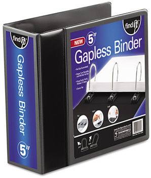 find It™ Gapless Loop Ring View Binder,  11 x 8-1/2, 5" Capacity, Black