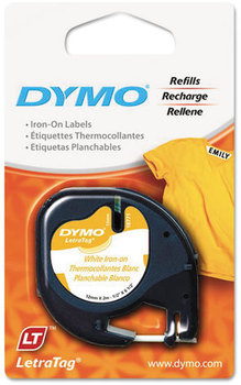 DYMO® LetraTag® Fabric Iron-On Labels,  1/2" x 6 1/2 ft, White
