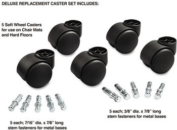 Master Caster® Deluxe Casters,  Polyurethane, B and K Stems, 120 lbs./Caster, 5/Set