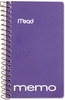 A Picture of product MEA-45354 Mead® Wirebound Memo Book,  College Ruled, 3 x 5, Wirebound, Punched, 60 Sheets, Assorted