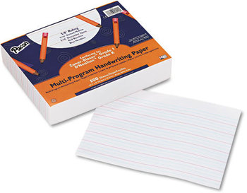 Pacon® Multi-Program Handwriting Paper,  5/8" Long Rule, 10-1/2 x 8, White, 500 Shts/Pk